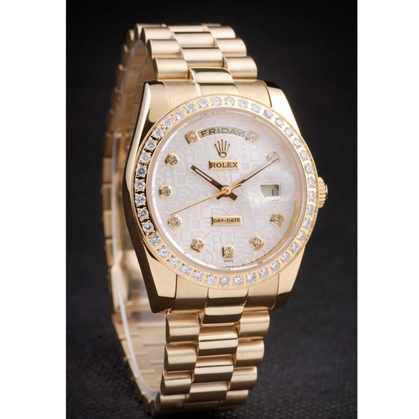 Best AAA Replica Sites Plated Stainless Dial Day-Date Gold Steel Rolex Yellow White 18k 0630